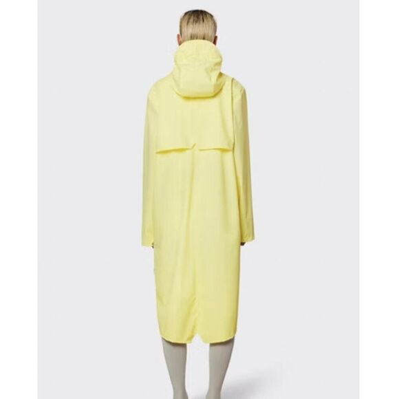 Rains Longer Jacket Straw Yellow Unisex Casual Classic Button Closure Hooded - Picture 6 of 13